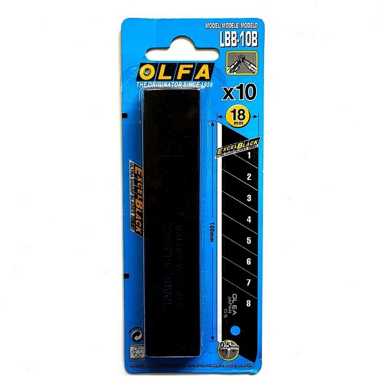 Лезвие OLFA "BLACK MAX" 18мм,сегментированное,упак.10шт,